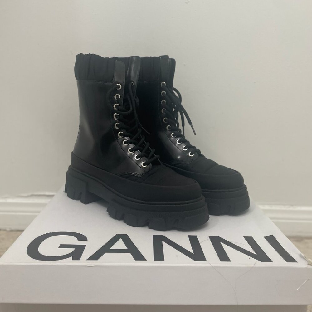 Black Ganni Brush Off & Nylon Boots